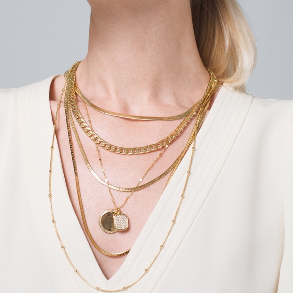 New WHBM Gold MULTI-STRAND NECKLACE - Picture 2 of 3